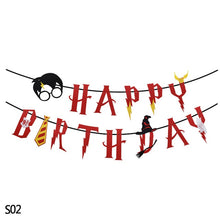 Load image into Gallery viewer, Cartoon Birthday Banner Happy Birthday Latex Balloons Cake Topper Baby Shower Birthday Party Decor Hanging Bunting Kids Favors